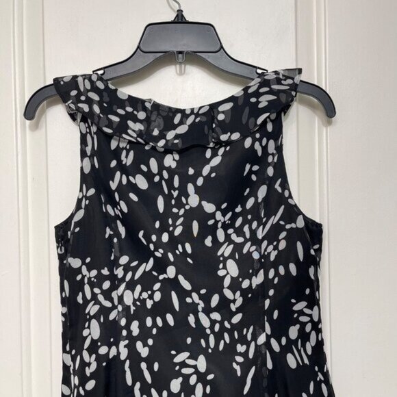 Adrianna Papell Sleeveless Black & White Tiered Ruffle Mini Dress Size 6 - Picture 9 of 11